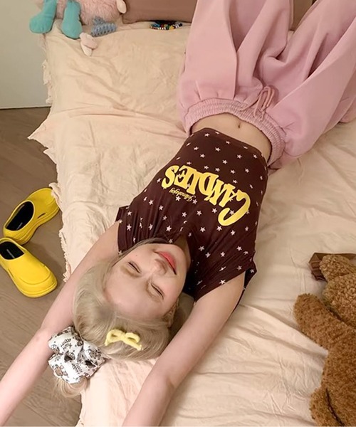 SHEPP(シープ)の「星柄プリントフロントロゴアソート 半袖Tシャツ タイトフィット ピチT(Tシャツ/カットソー・レディース・ピンク/ブラウン/ブルー・M/S)」の9枚目の写真