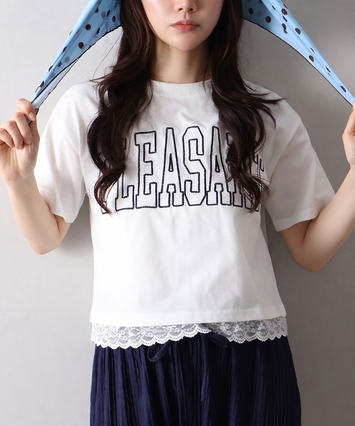 SpRay(スプレイ)の「すそ刺繍ロゴショートスリーブ(Tシャツ/カットソー・レディース・ホワイト/チャコールグレー/ネイビー/ブラック/グレー・FREE)」の3枚目の写真