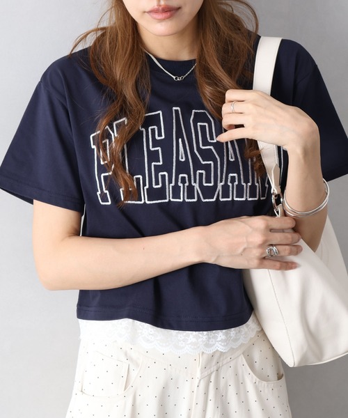 SpRay(スプレイ)の「すそ刺繍ロゴショートスリーブ(Tシャツ/カットソー・レディース・ホワイト/チャコールグレー/ネイビー/ブラック/グレー・FREE)」の10枚目の写真