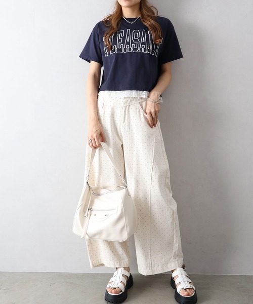 SpRay(スプレイ)の「すそ刺繍ロゴショートスリーブ(Tシャツ/カットソー・レディース・ホワイト/チャコールグレー/ネイビー/ブラック/グレー・FREE)」の11枚目の写真