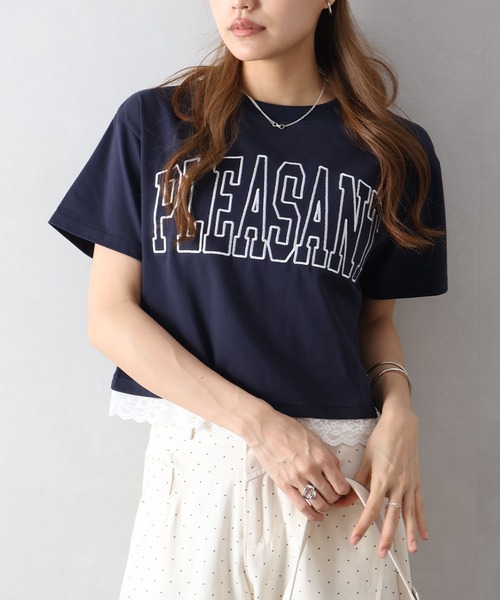 SpRay(スプレイ)の「すそ刺繍ロゴショートスリーブ(Tシャツ/カットソー・レディース・ホワイト/チャコールグレー/ネイビー/ブラック/グレー・FREE)」の12枚目の写真