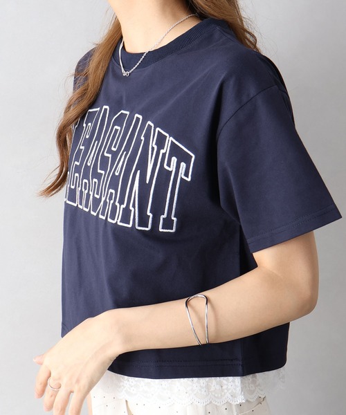 SpRay(スプレイ)の「すそ刺繍ロゴショートスリーブ(Tシャツ/カットソー・レディース・ホワイト/チャコールグレー/ネイビー/ブラック/グレー・FREE)」の14枚目の写真