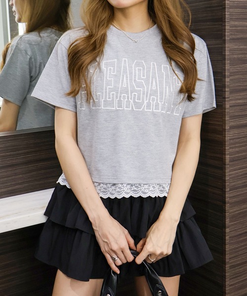 SpRay(スプレイ)の「すそ刺繍ロゴショートスリーブ(Tシャツ/カットソー・レディース・ホワイト/チャコールグレー/ネイビー/ブラック/グレー・FREE)」の18枚目の写真