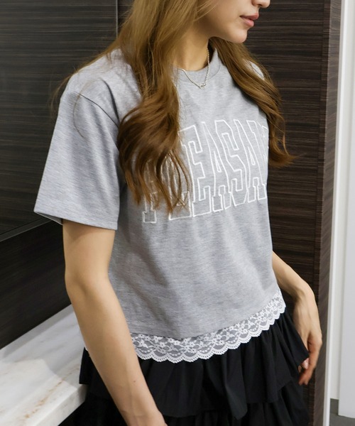 SpRay(スプレイ)の「すそ刺繍ロゴショートスリーブ(Tシャツ/カットソー・レディース・ホワイト/チャコールグレー/ネイビー/ブラック/グレー・FREE)」の20枚目の写真