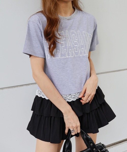 SpRay(スプレイ)の「すそ刺繍ロゴショートスリーブ(Tシャツ/カットソー・レディース・ホワイト/チャコールグレー/ネイビー/ブラック/グレー・FREE)」の22枚目の写真