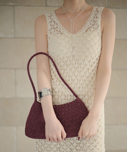 LAULEN（ローレン）の「woven shoulder handbag /編み込みショルダーハンドバッグ（ショルダーバッグ・レディース・ブラウン/ダークブラウン/ライトグリーン/パープル・FREE）」の13枚目の写真