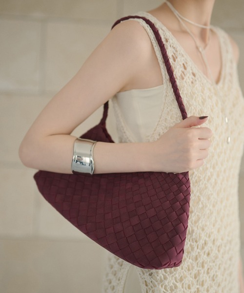 LAULEN（ローレン）の「woven shoulder handbag /編み込みショルダーハンドバッグ（ショルダーバッグ・レディース・ブラウン/ダークブラウン/ライトグリーン/パープル・FREE）」の15枚目の写真