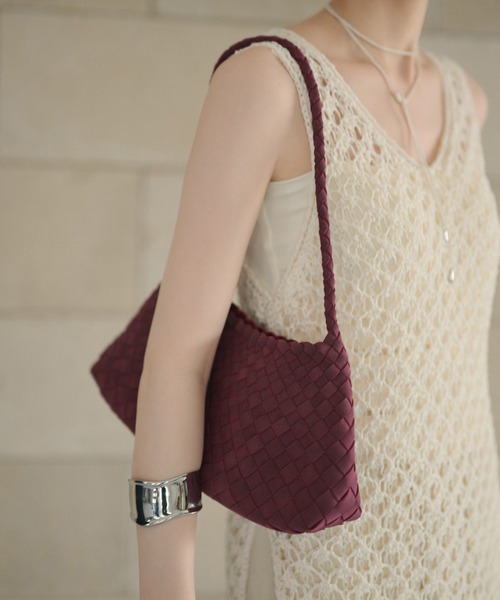 LAULEN（ローレン）の「woven shoulder handbag /編み込みショルダーハンドバッグ（ショルダーバッグ・レディース・ブラウン/ダークブラウン/ライトグリーン/パープル・FREE）」の16枚目の写真