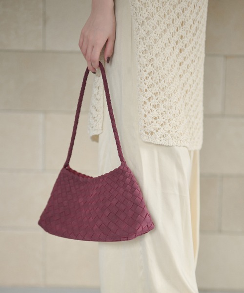 LAULEN（ローレン）の「woven shoulder handbag /編み込みショルダーハンドバッグ（ショルダーバッグ・レディース・ブラウン/ダークブラウン/ライトグリーン/パープル・FREE）」の17枚目の写真