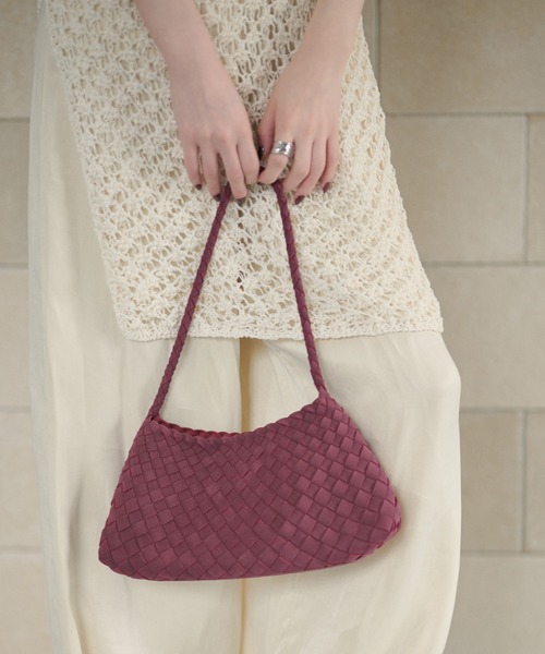 LAULEN（ローレン）の「woven shoulder handbag /編み込みショルダーハンドバッグ（ショルダーバッグ・レディース・ブラウン/ダークブラウン/ライトグリーン/パープル・FREE）」の18枚目の写真