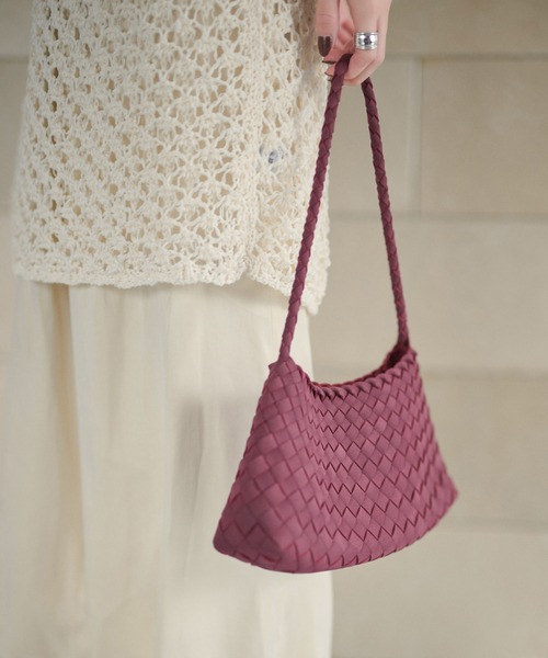 LAULEN（ローレン）の「woven shoulder handbag /編み込みショルダーハンドバッグ（ショルダーバッグ・レディース・ブラウン/ダークブラウン/ライトグリーン/パープル・FREE）」の19枚目の写真