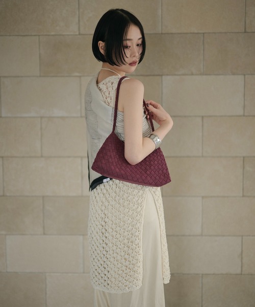 LAULEN（ローレン）の「woven shoulder handbag /編み込みショルダーハンドバッグ（ショルダーバッグ・レディース・ブラウン/ダークブラウン/ライトグリーン/パープル・FREE）」の21枚目の写真