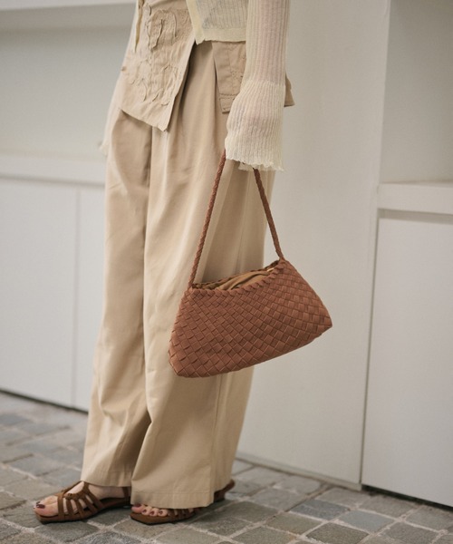 LAULEN（ローレン）の「woven shoulder handbag /編み込みショルダーハンドバッグ（ショルダーバッグ・レディース・ブラウン/ダークブラウン/ライトグリーン/パープル・FREE）」の7枚目の写真