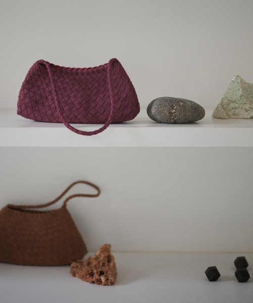 LAULEN（ローレン）の「woven shoulder handbag /編み込みショルダーハンドバッグ（ショルダーバッグ・レディース・ブラウン/ダークブラウン/ライトグリーン/パープル・FREE）」の12枚目の写真