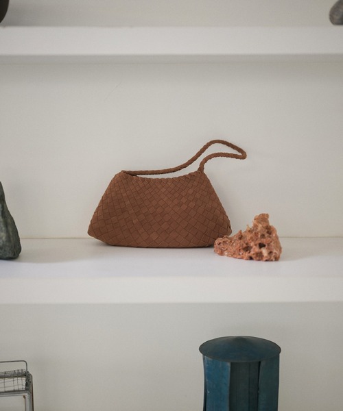 LAULEN（ローレン）の「woven shoulder handbag /編み込みショルダーハンドバッグ（ショルダーバッグ・レディース・ブラウン/ダークブラウン/ライトグリーン/パープル・FREE）」の5枚目の写真