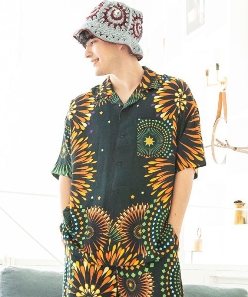 チャイハネ（チャイハネ）の「【チャイハネ】メキシカンハナビナMEN'Sシャツ（シャツ/ブラウス・メンズ・ホワイト/オレンジ/グリーン・FREE）」の6枚目の写真
