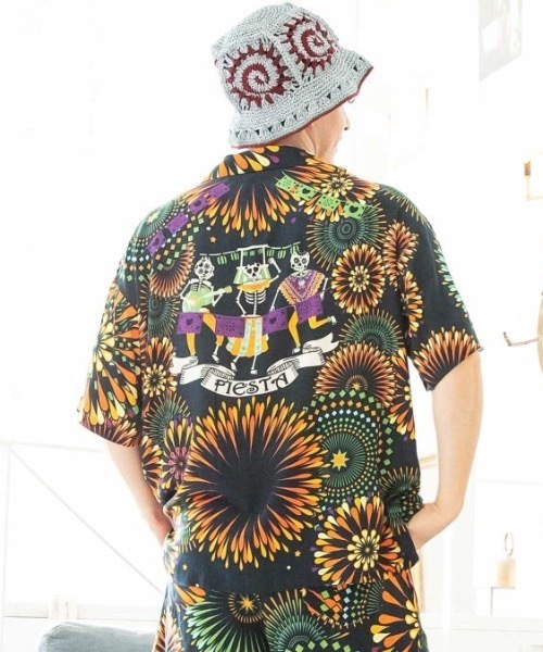 チャイハネ（チャイハネ）の「【チャイハネ】メキシカンハナビナMEN'Sシャツ（シャツ/ブラウス・メンズ・ホワイト/オレンジ/グリーン・FREE）」の7枚目の写真