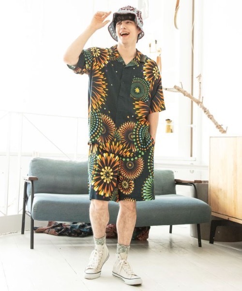 チャイハネ（チャイハネ）の「【チャイハネ】メキシカンハナビナMEN'Sシャツ（シャツ/ブラウス・メンズ・ホワイト/オレンジ/グリーン・FREE）」の8枚目の写真