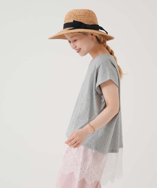 HEART MARKET(ハートマーケット)の「汗染み防止 裾レースT(Tシャツ/カットソー・レディース・ホワイト/ブラック/グレー/チャコール・FREE)」の3枚目の写真