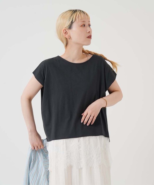 HEART MARKET(ハートマーケット)の「汗染み防止 裾レースT(Tシャツ/カットソー・レディース・ホワイト/ブラック/グレー/チャコール・FREE)」の4枚目の写真
