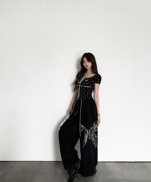VEILA（ヴェイラ）の「ドット柄 リボントップス（Tシャツ/カットソー・レディース・ブラック・フリー）」の12枚目の写真