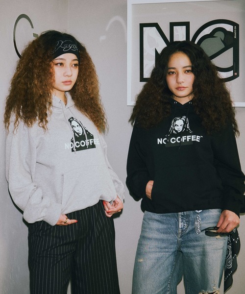 X-girl(エックスガール)の「X-girl x NO COFFEE SWEAT HOODIE(パーカー・レディース・ブラック/アッシュ・L/S/M)」の3枚目の写真