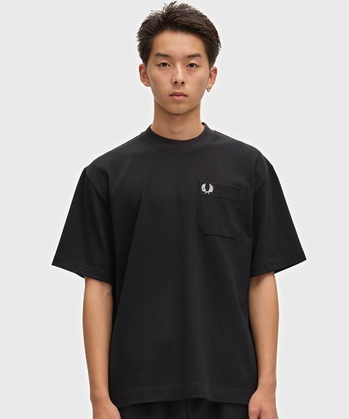 FRED PERRY(フレッドペリー)の「Relaxed T-Shirt/リラックスTシャツ(Tシャツ/カットソー・メンズ・カーキ/ダークネイビー/ホワイト/グレイッシュブルー/ネイビー/ブラック/ベージュ・L/XL/S/M)」の15枚目の写真