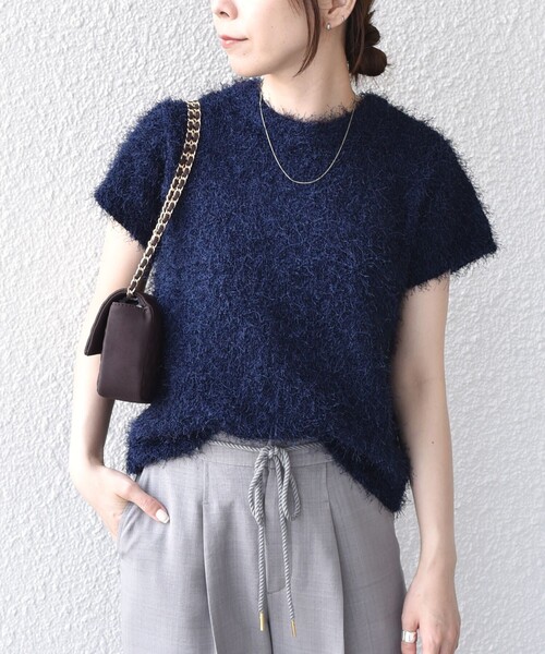 SHIPS Colors(シップス カラーズ)の「SHIPS Colors:〈手洗い可能〉フェザー クルーネック 2WAY ニット◇(ニット/セーター・レディース・ベージュ/ネイビー/ブラウン・ONE SIZE)」の3枚目の写真