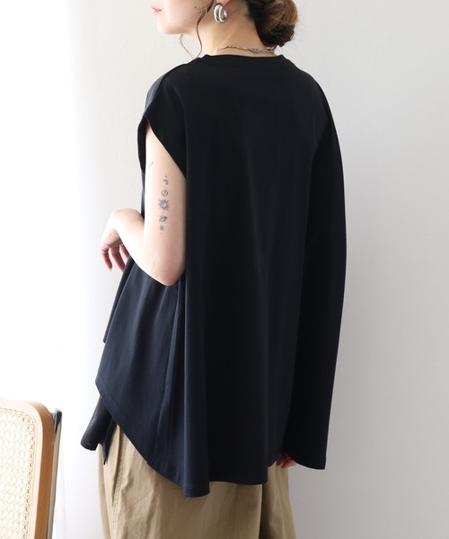 hunch(ハンチ)の「hunch ノースリーブレイヤードトップス(Tシャツ/カットソー・レディース・ボルドー/オフホワイト/ブラック・FREE)」の13枚目の写真