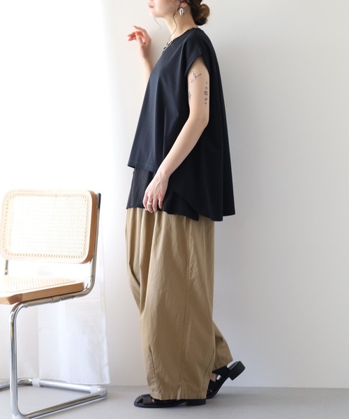 hunch(ハンチ)の「hunch ノースリーブレイヤードトップス(Tシャツ/カットソー・レディース・ボルドー/オフホワイト/ブラック・FREE)」の14枚目の写真
