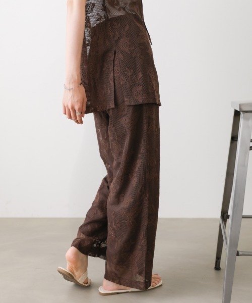 Bab(バブ)の「【セットアップ対応】リーフフラワーメッシュパンツ(その他パンツ・レディース・ブラック/ブラウン・M)」の6枚目の写真