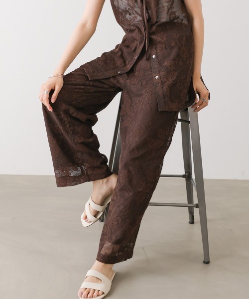 Bab(バブ)の「【セットアップ対応】リーフフラワーメッシュパンツ(その他パンツ・レディース・ブラック/ブラウン・M)」の11枚目の写真