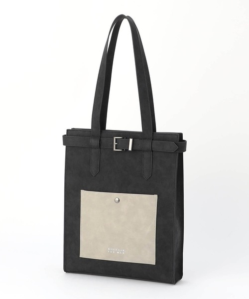 NICOLE CLUB FOR MEN(ニコルクラブフォーメン)の「ベルテッドトートバッグ(トートバッグ・メンズ・シルバーグレー/ブラック×グレー/ブラック・FREE)」の2枚目の写真