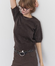 Feather Yarn Short Sleeve Knit / フェザーヤーンショートスリーブニット