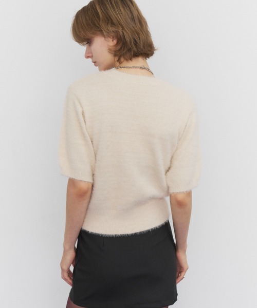 Rohwel(ローウェル)の「Feather Yarn Short Sleeve Knit / フェザーヤーンショートスリーブニット(ニット/セーター・レディース・アイボリー/ブラウン/ブラック・FREE)」の12枚目の写真