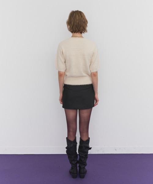Rohwel(ローウェル)の「Feather Yarn Short Sleeve Knit / フェザーヤーンショートスリーブニット(ニット/セーター・レディース・アイボリー/ブラウン/ブラック・FREE)」の17枚目の写真