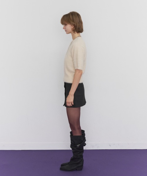 Rohwel(ローウェル)の「Feather Yarn Short Sleeve Knit / フェザーヤーンショートスリーブニット(ニット/セーター・レディース・アイボリー/ブラウン/ブラック・FREE)」の16枚目の写真