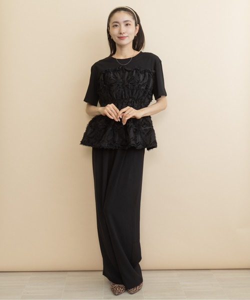 lodie(ロディ)の「ジャガードビスチェ・レイヤード風T(Tシャツ/カットソー・レディース・アイボリー/ブラック・FREE)」の8枚目の写真