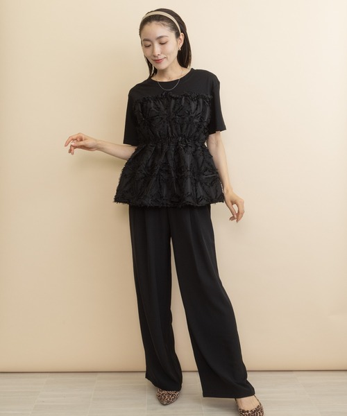 lodie(ロディ)の「ジャガードビスチェ・レイヤード風T(Tシャツ/カットソー・レディース・アイボリー/ブラック・FREE)」の9枚目の写真