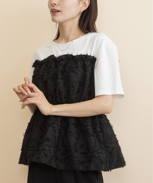 lodie(ロディ)の「ジャガードビスチェ・レイヤード風T(Tシャツ/カットソー・レディース・アイボリー/ブラック・FREE)」の19枚目の写真