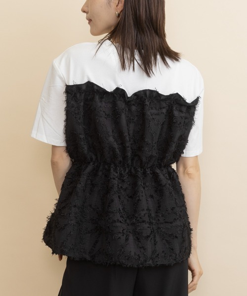 lodie(ロディ)の「ジャガードビスチェ・レイヤード風T(Tシャツ/カットソー・レディース・アイボリー/ブラック・FREE)」の5枚目の写真