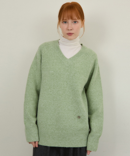 WEDNESDAYOASISFORWOMEN(ウェンズデー オアシス フォー ウーマン)の「オールウェイズ クロップ バルキー ブラシ シンボル ニット 3COLOR(ニット/セーター・レディース・グリーン/アイボリー・FREE)」の4枚目の写真