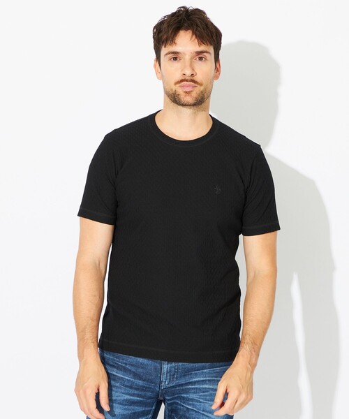 EPOCA UOMO（エポカウォモ）の「リンクスジャカードヘリンボーンカットソー（Tシャツ/カットソー・メンズ・グレー系その他2/ホワイト/ブラック・48/46）」の2枚目の写真