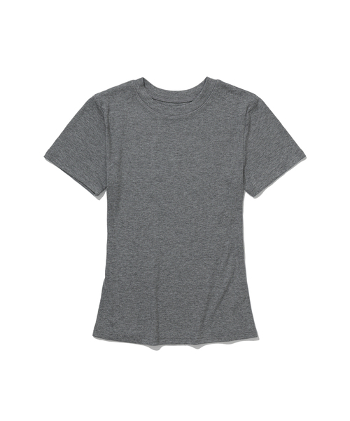 MOAA(モア)の「リブスリムハーフスリーブ(Tシャツ/カットソー・レディース・グレー/スカイブルー/ブラウン/ワイン/ブラック/ホワイト・SMALL/MEDIUM)」の3枚目の写真
