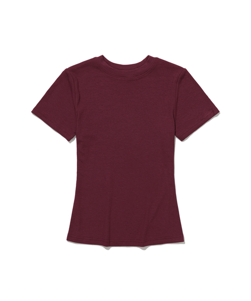 MOAA(モア)の「リブスリムハーフスリーブ(Tシャツ/カットソー・レディース・グレー/スカイブルー/ブラウン/ワイン/ブラック/ホワイト・SMALL/MEDIUM)」の6枚目の写真