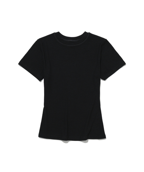 MOAA(モア)の「リブスリムハーフスリーブ(Tシャツ/カットソー・レディース・グレー/スカイブルー/ブラウン/ワイン/ブラック/ホワイト・SMALL/MEDIUM)」の1枚目の写真