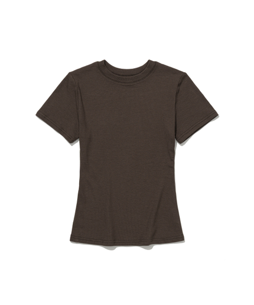 MOAA(モア)の「リブスリムハーフスリーブ(Tシャツ/カットソー・レディース・グレー/スカイブルー/ブラウン/ワイン/ブラック/ホワイト・SMALL/MEDIUM)」の13枚目の写真