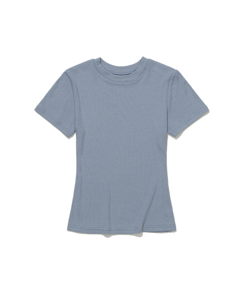 MOAA(モア)の「リブスリムハーフスリーブ(Tシャツ/カットソー・レディース・グレー/スカイブルー/ブラウン/ワイン/ブラック/ホワイト・SMALL/MEDIUM)」の7枚目の写真
