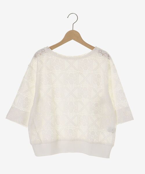 le.coeur blanc(ルクールブラン)の「《WEB限定》トーション風レースデザイントップス(Tシャツ/カットソー・レディース・ブラック/オフホワイト/アイボリー・38)」の4枚目の写真