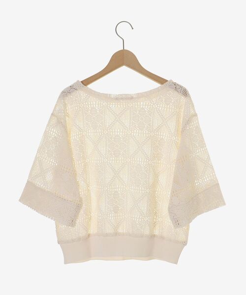 le.coeur blanc(ルクールブラン)の「《WEB限定》トーション風レースデザイントップス(Tシャツ/カットソー・レディース・ブラック/オフホワイト/アイボリー・38)」の15枚目の写真